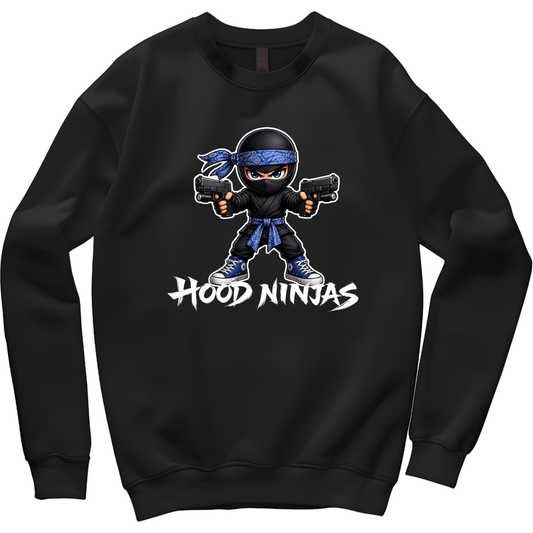 Blue Hood Ninja Crewneck Sweater