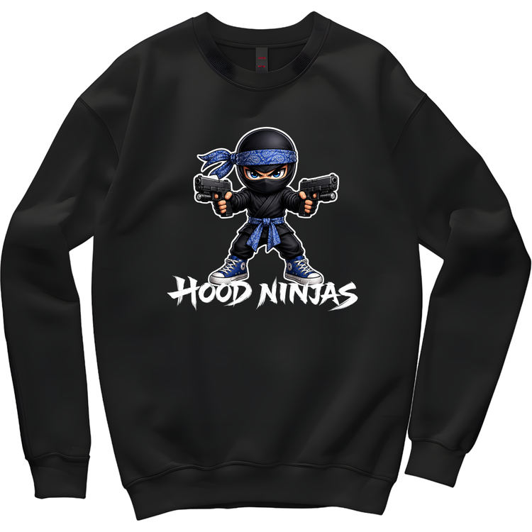 Blue Hood Ninja Crewneck Sweater